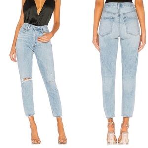 AGOLDE Jamie Classic High Rise Distressed Button fly Jeans Women’s 28 Ripped